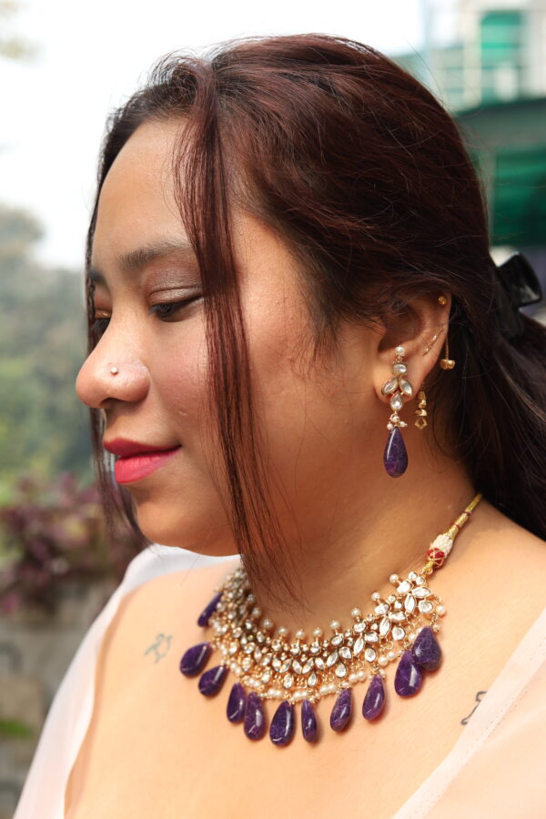 Cascade Kundan Set (Purple) - Image 3